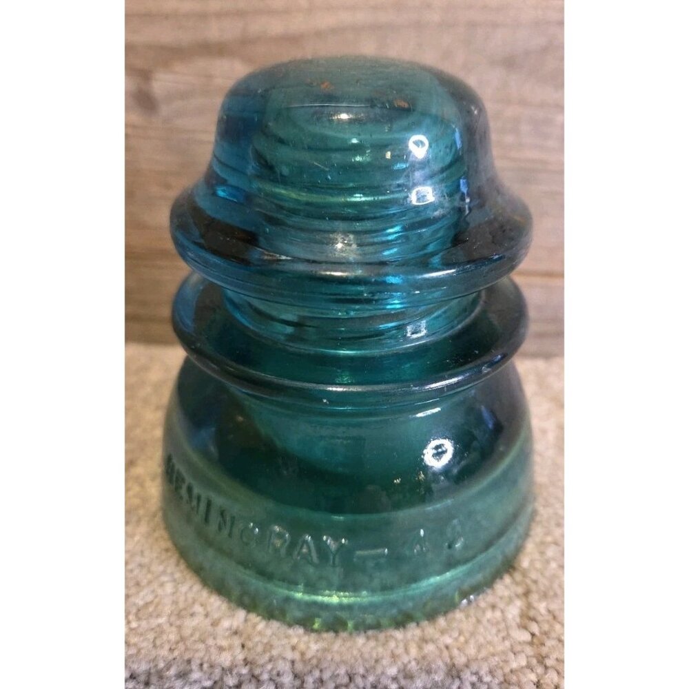 Aqua (Blue/Green)  Hemingray 42 Electrical Glass Insulator Made in USA Vintage